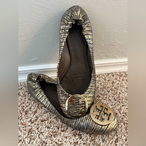 Tory Burch Metallic Patterned Flats - Picture 2 of 4